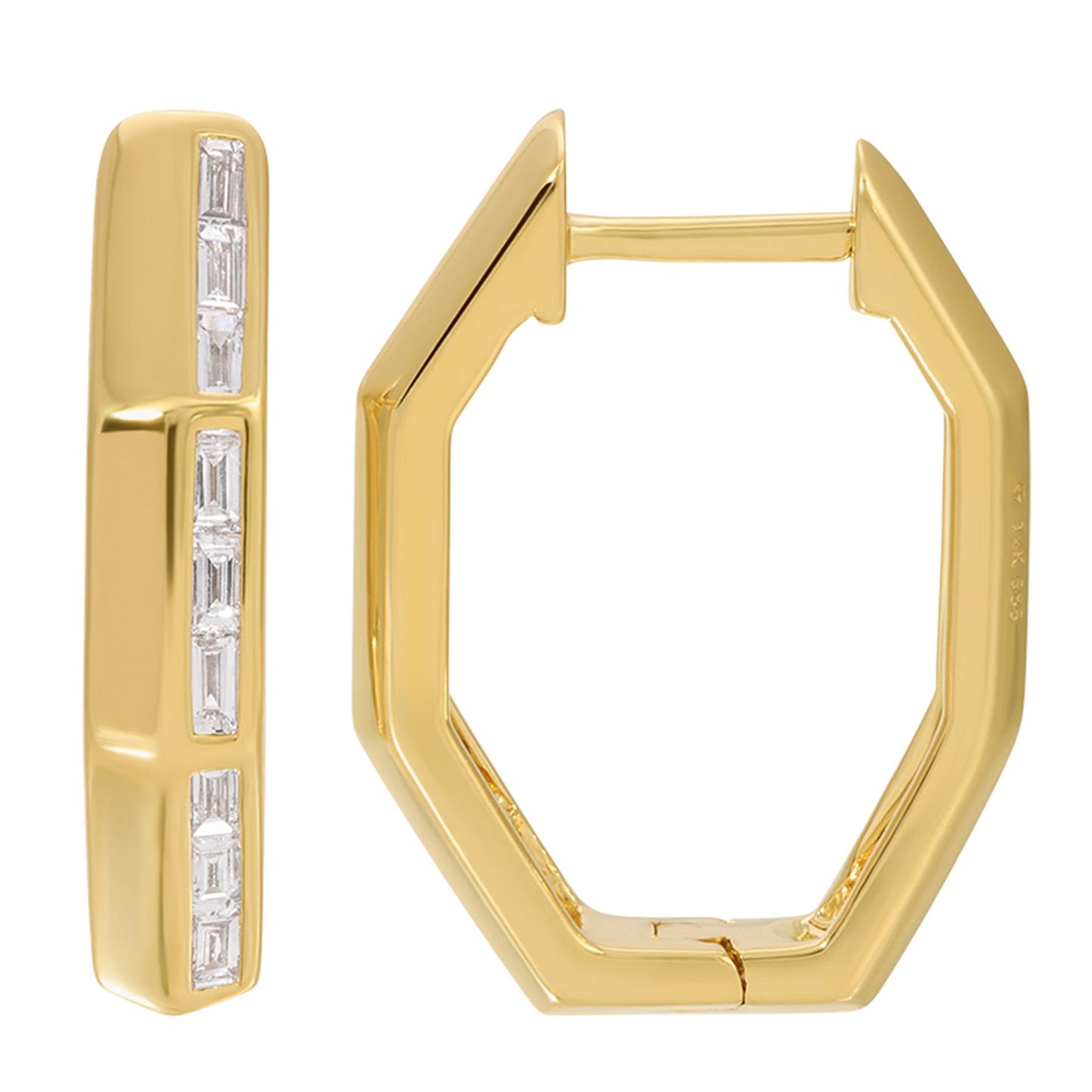 Geometric Baguette Diamond Hoops