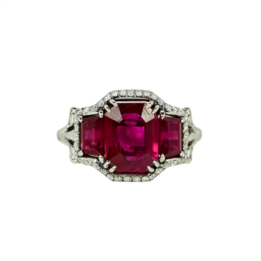 3 Stone Ruby & Diamond Ring