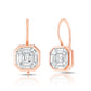 Asscher Diamond Illusion Drop Earrings in Rose Gold