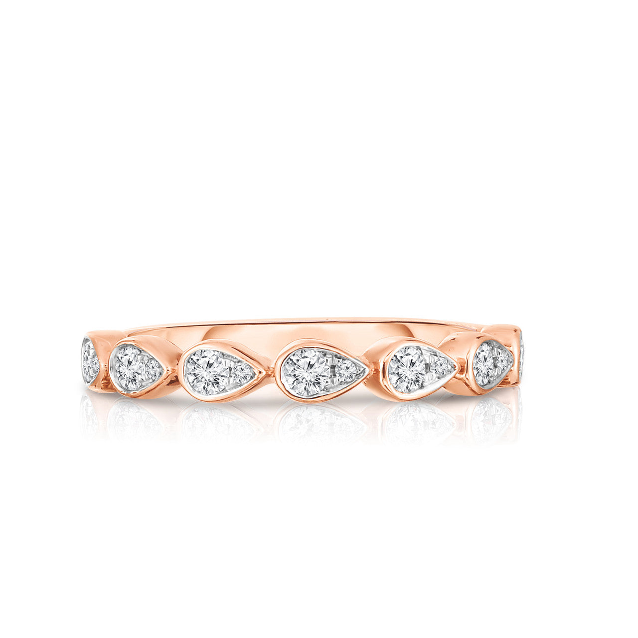 Bezel Illusion Pear Ring in Rose Gold