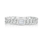Bezel Set Baguette Diamond Curb Link Ring in White Gold