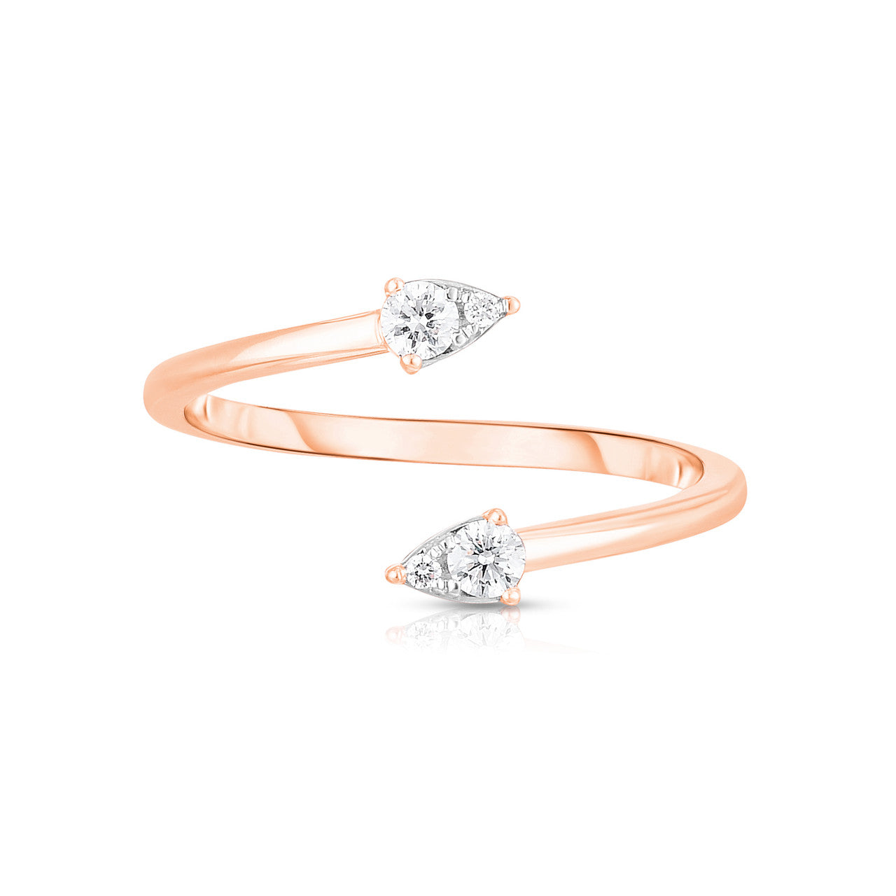 Bypass Pear Illusion Diamond Ring in Rose Gold