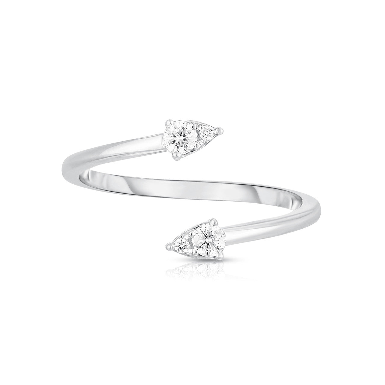 Bypass Pear Illusion Diamond Ring in White Gold