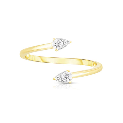 Bypass Pear Illusion Diamond Ring in Yellow Gold