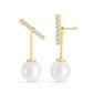 Diamond Bar and Pearl Jacket Earrings in Yellow Gold