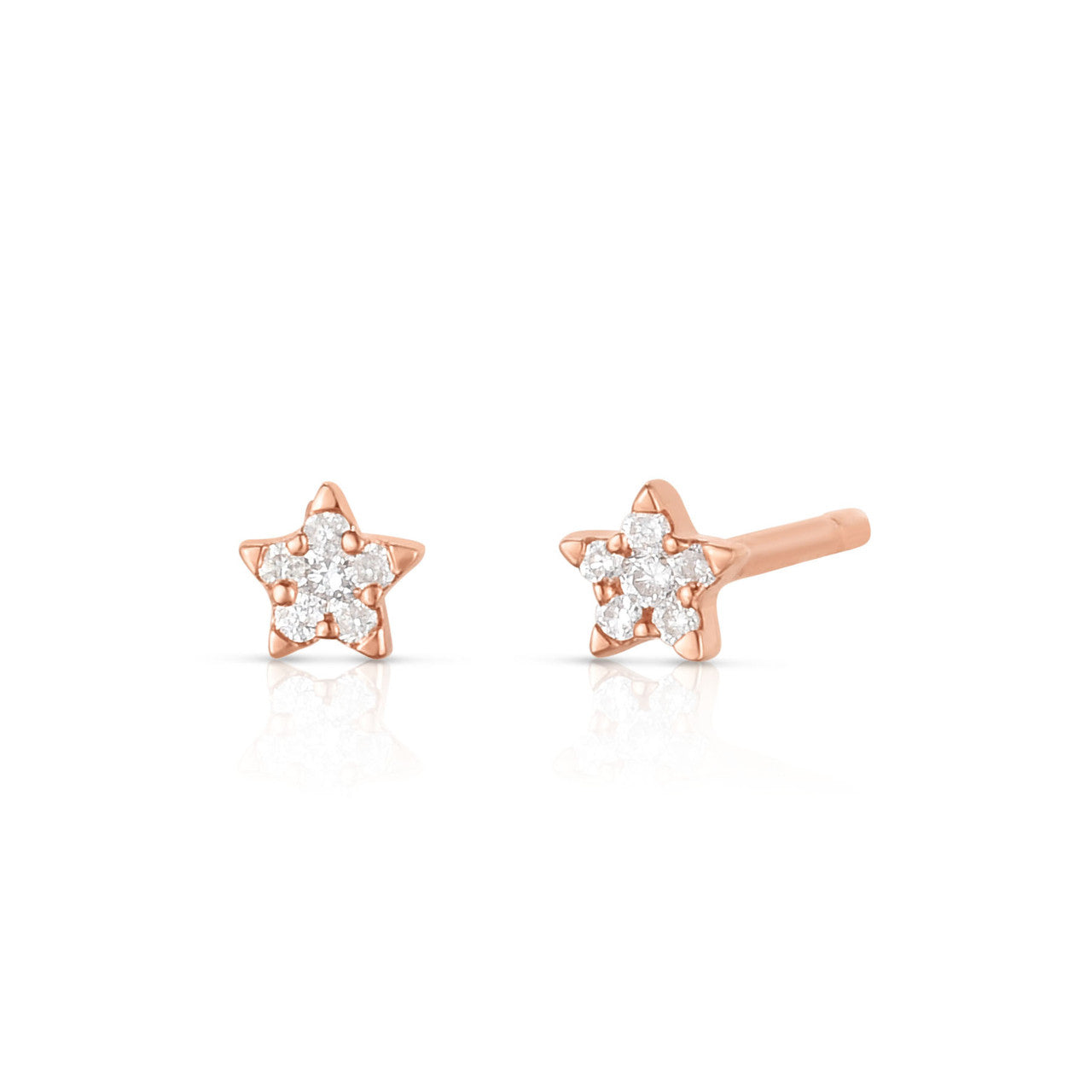 Dainty Diamond Star Stud Earrings in Rose Gold