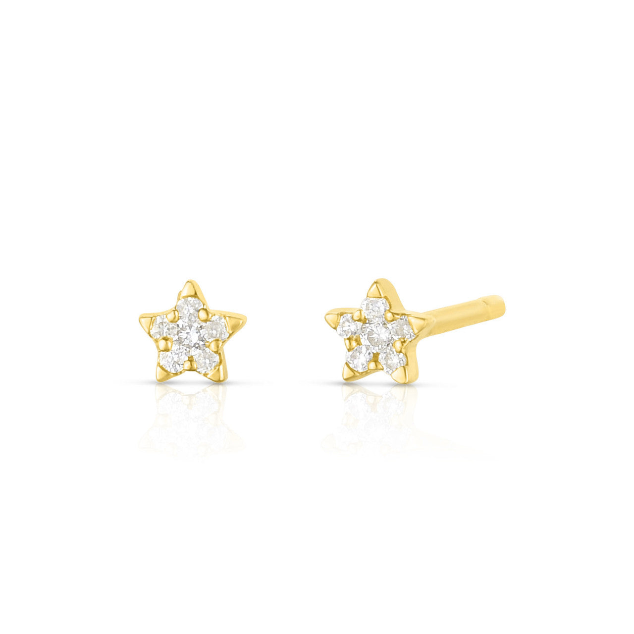 Dainty Diamond Star Stud Earrings in Yellow Gold