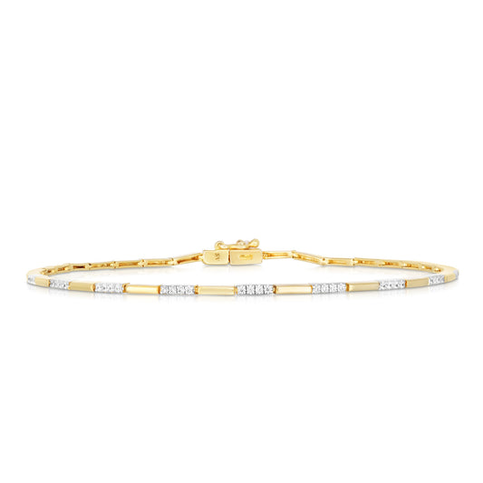 Diamond and Bar Tennis Bracelet in Yellow Gold