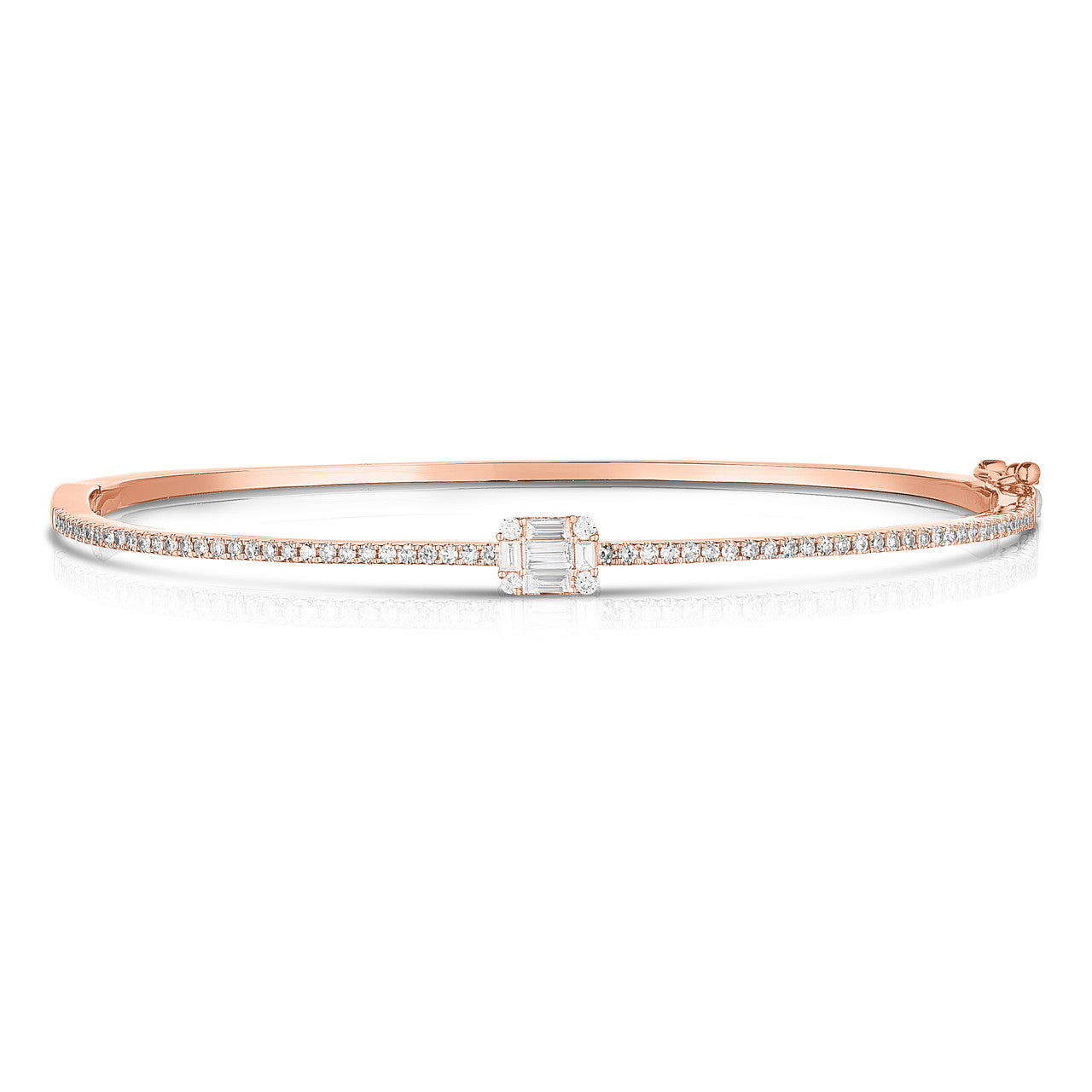 Emerald Illusion Center Pave Bangle in Rose Gold