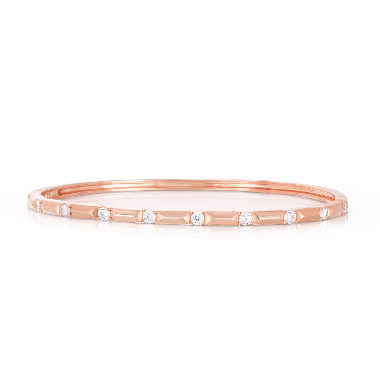 Gold and Diamond Pyramid Bangle in Rose Gold