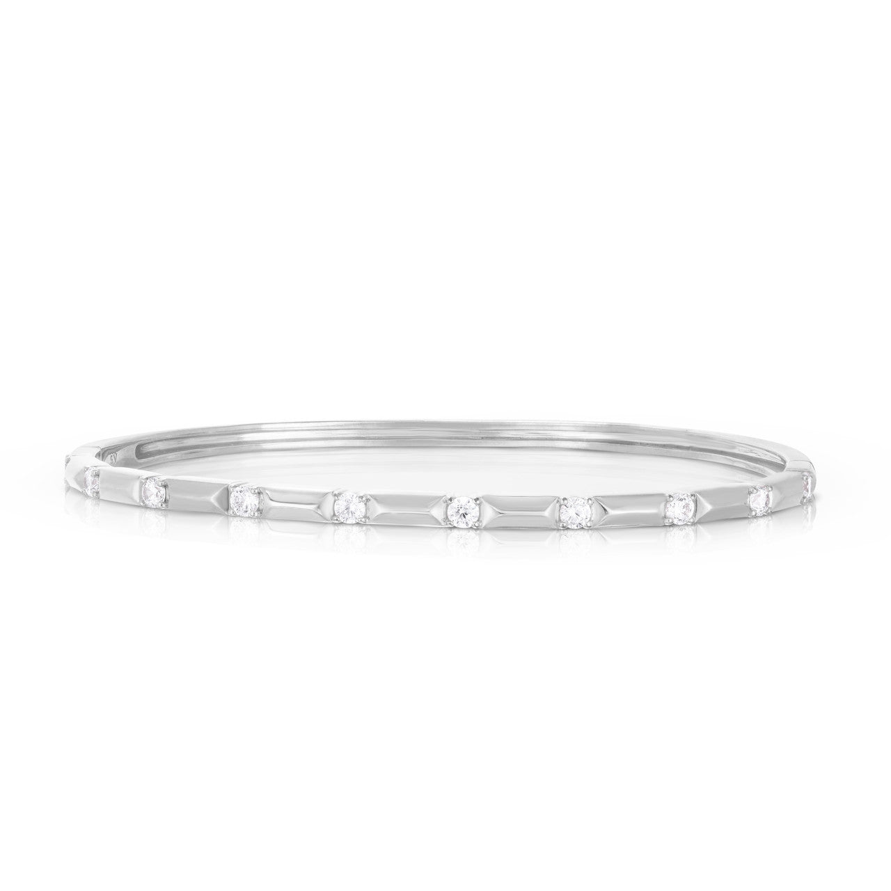 Gold and Diamond Pyramid Bangle in White Gold