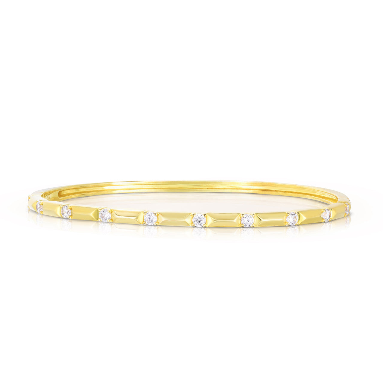 Gold and Diamond Pyramid Bangle in Yellow Gold