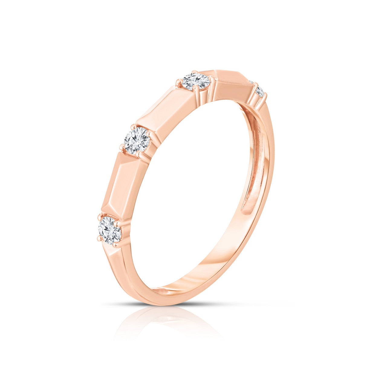 Gold and Diamond Pyramid Ring in Rose Gold