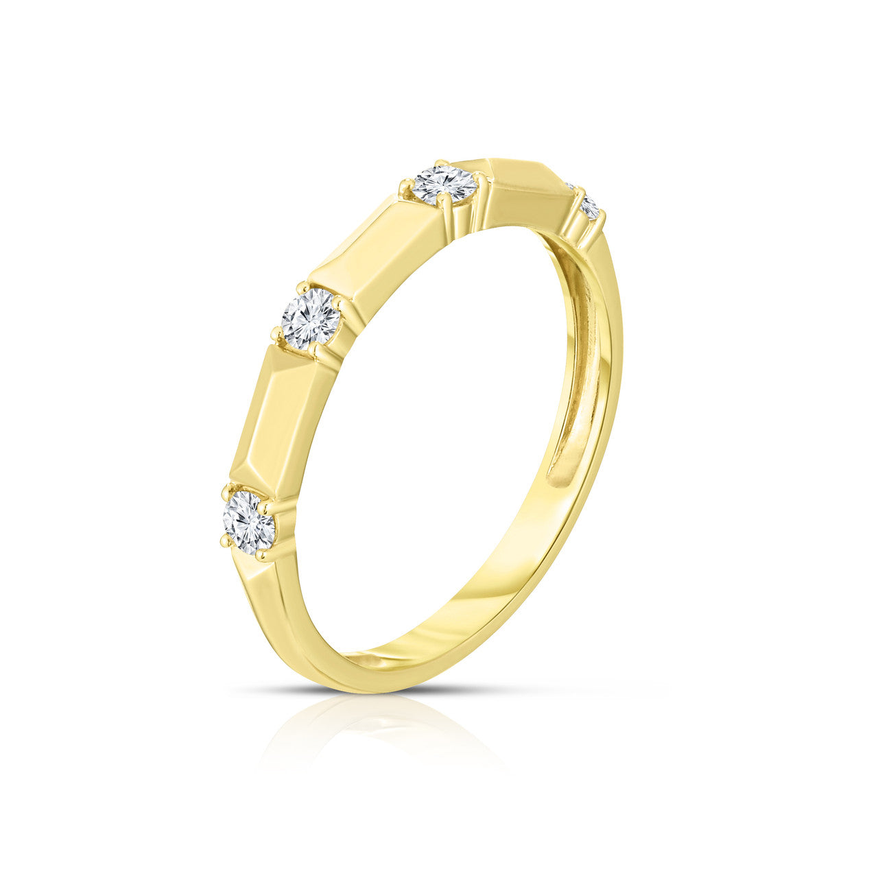 Gold and Diamond Pyramid Ring in Yellow Gold