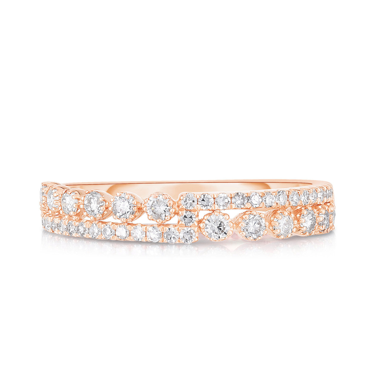 Half and Half Stackable Diamond Ring in Rose Gold