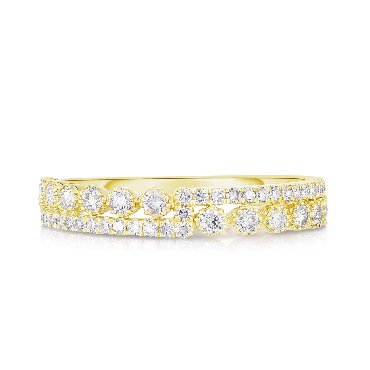 Half and Half Stackable Diamond Ring in Yellow Gold