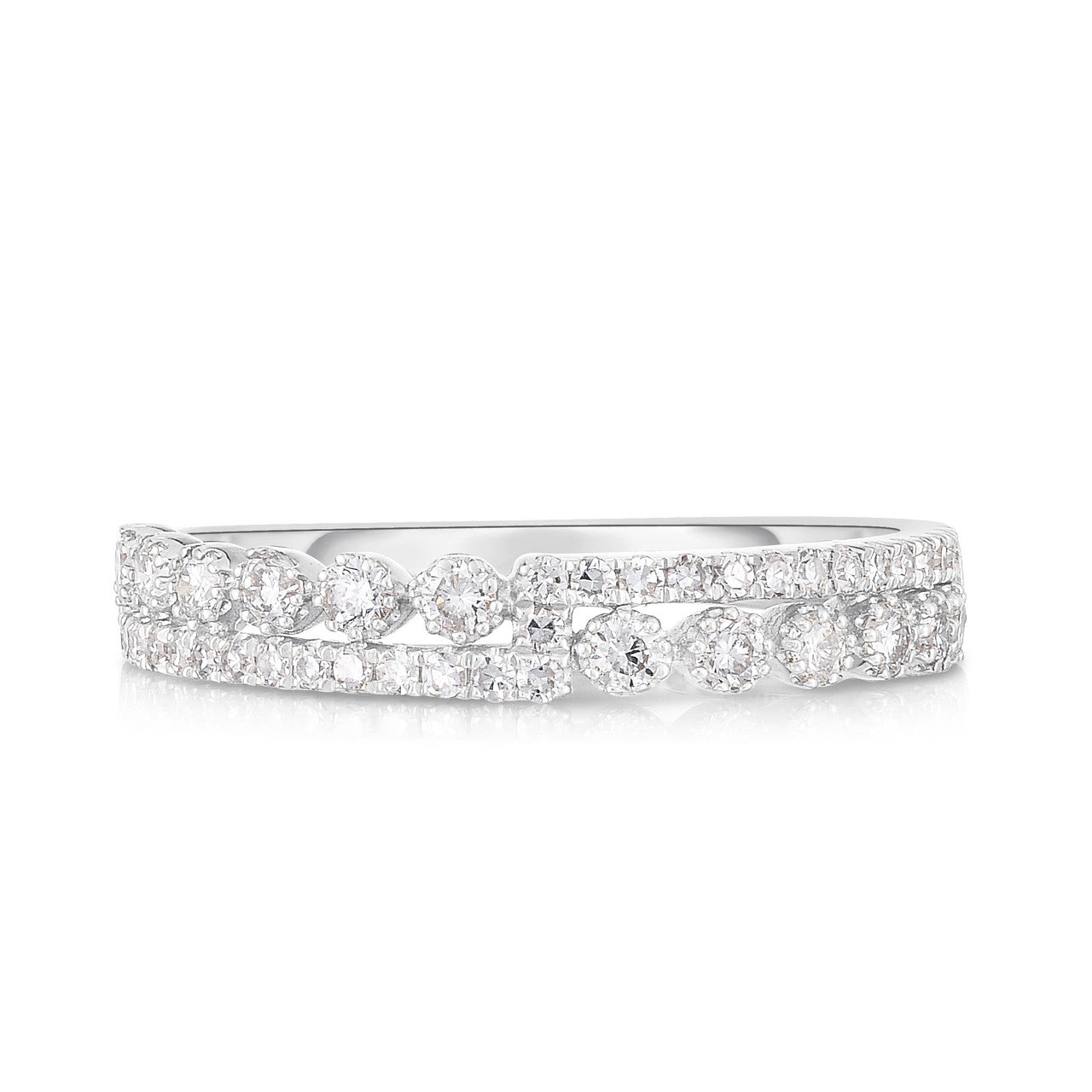 Half and Half Stackable Diamond Ring in White Gold