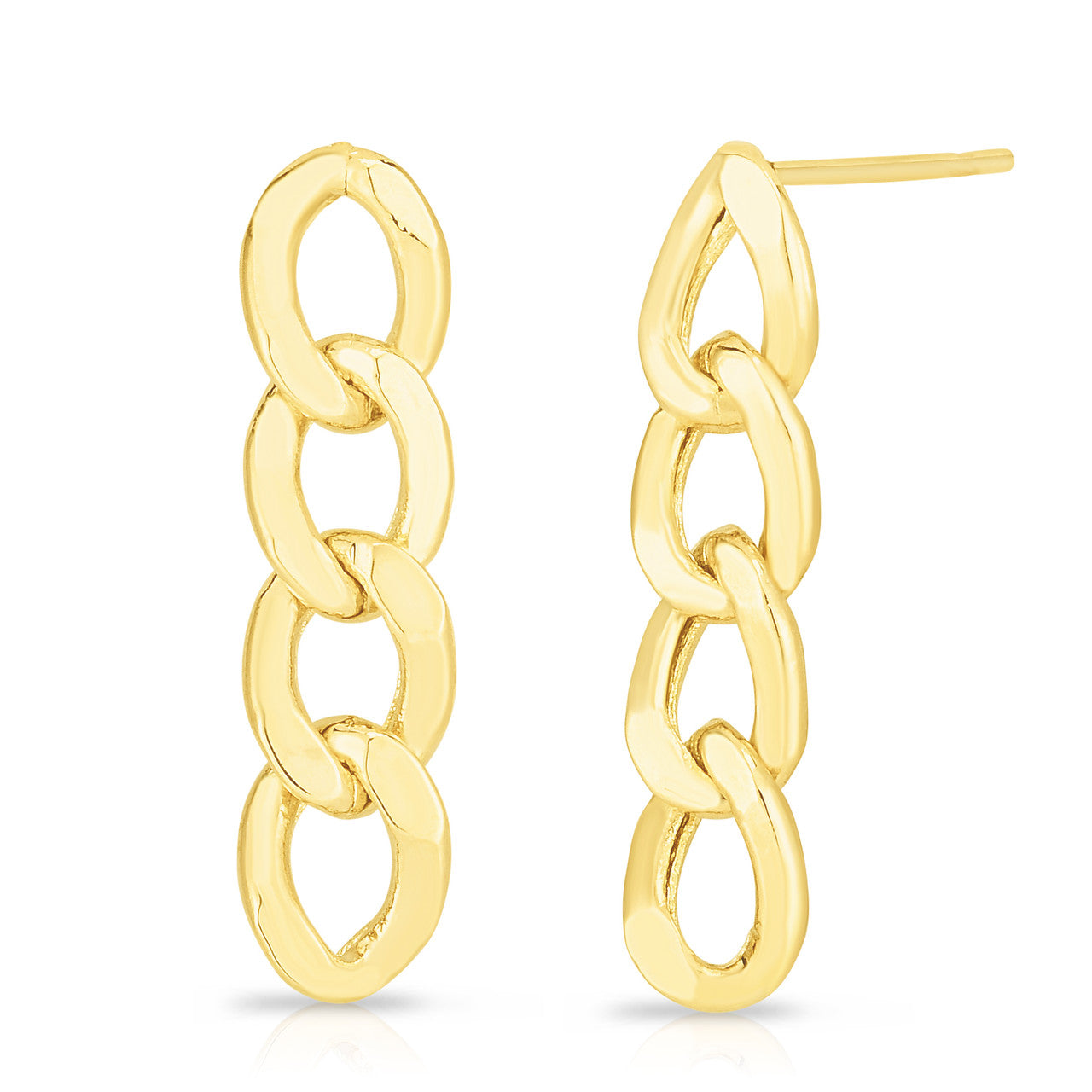 Hollow Curb Chain Earrings in Yellow Gold