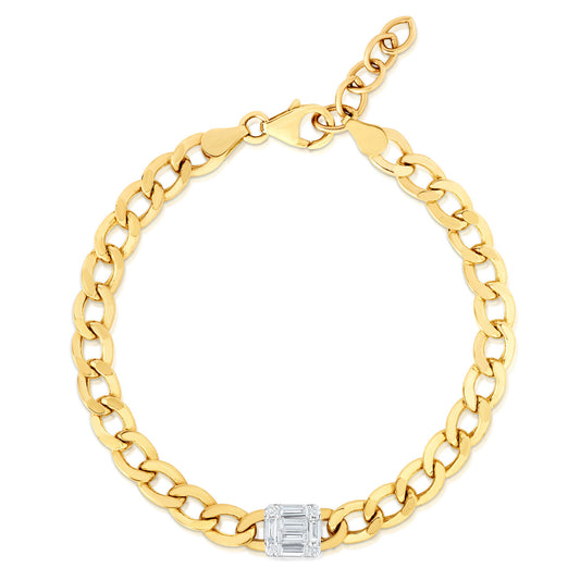 TriBeCa Emerald Diamond Cluster Bracelet in Yellow Gold