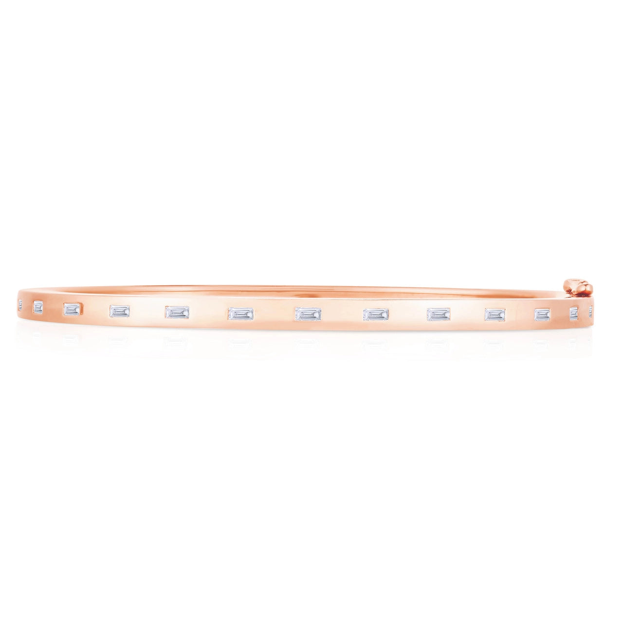 Inlay Diamond Baguette Bangle in Rose Gold