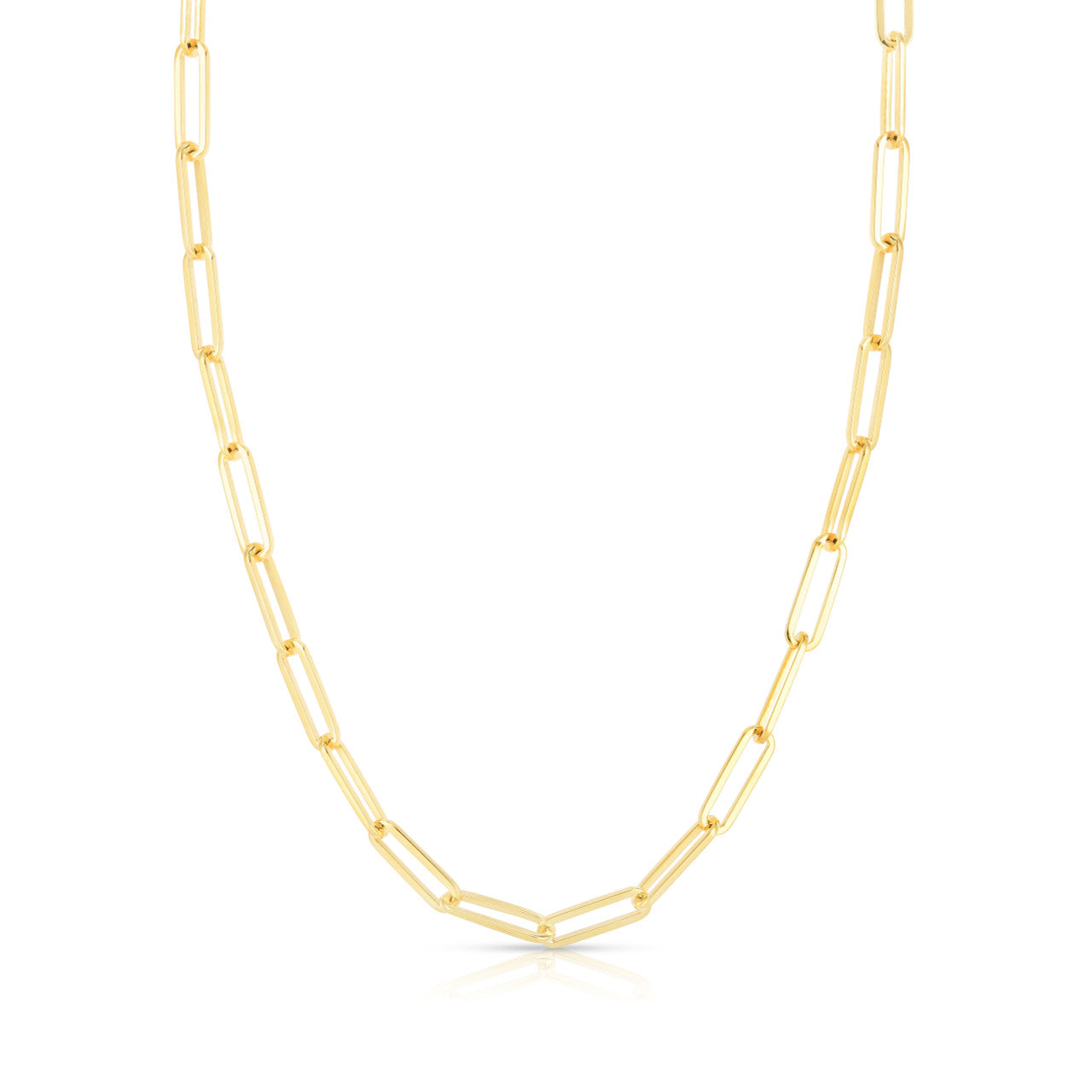 Long Link Paperclip Necklace in Yellow Gold