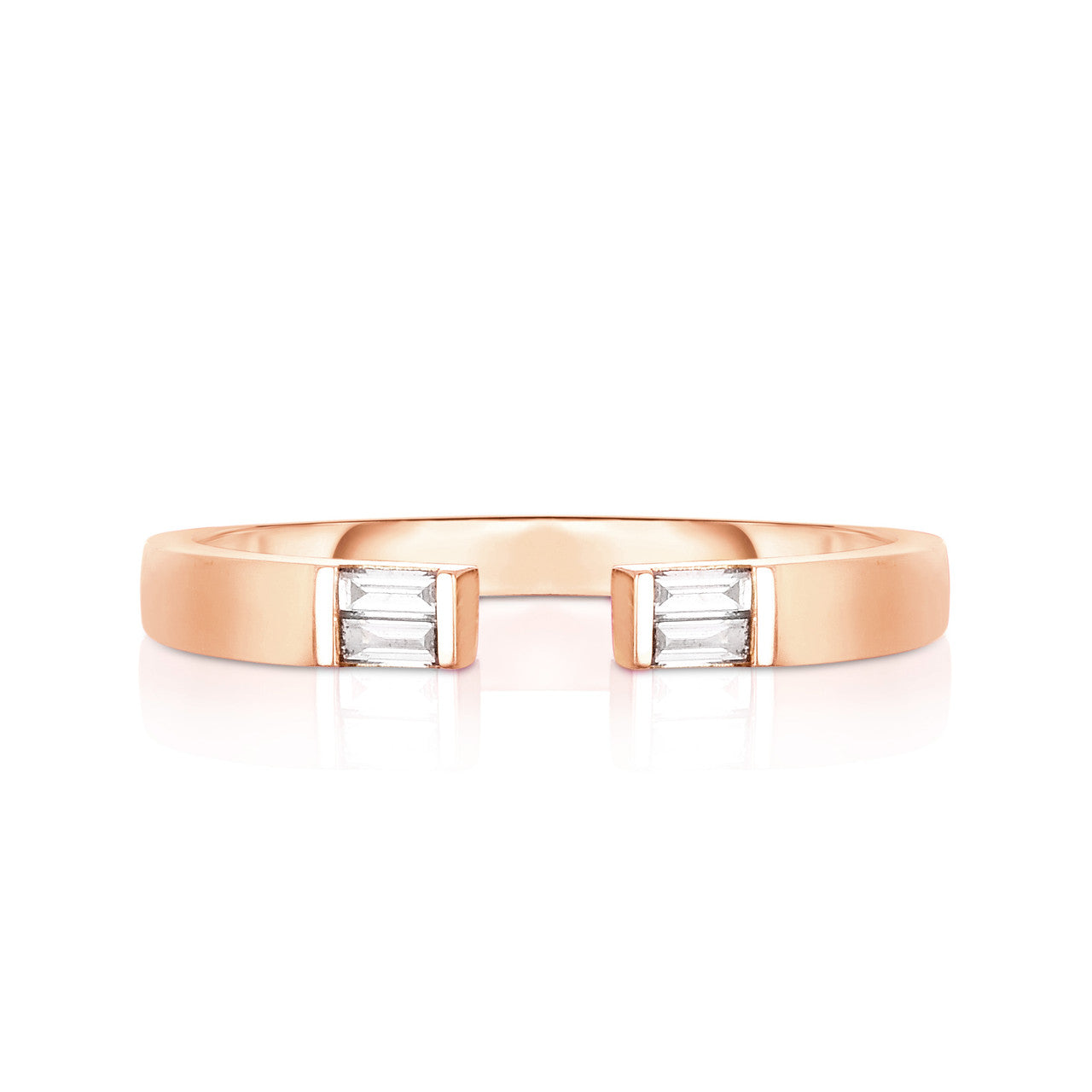 Open Baguette Diamond Ring in Rose Gold
