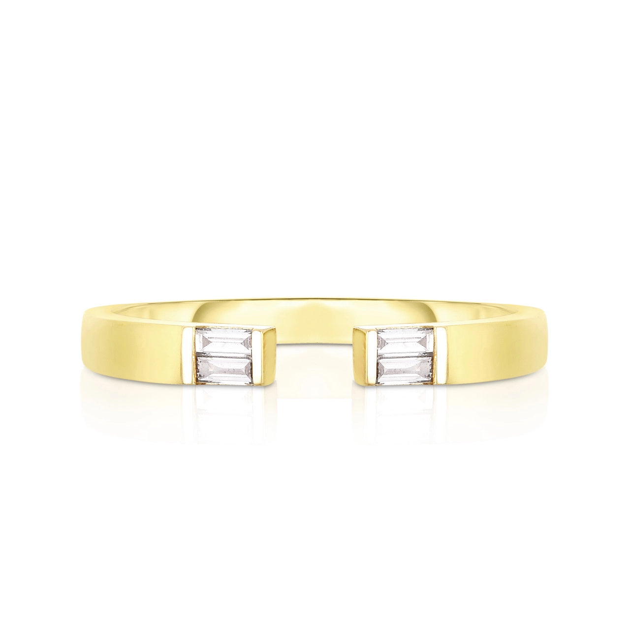 Open Baguette Diamond Ring in Yellow Gold
