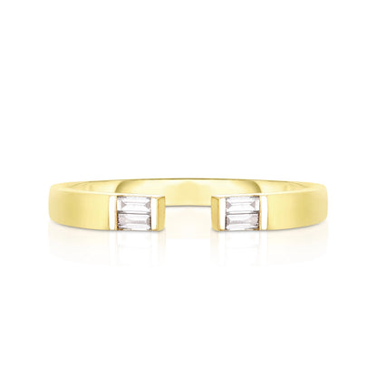 Open Baguette Diamond Ring in Yellow Gold
