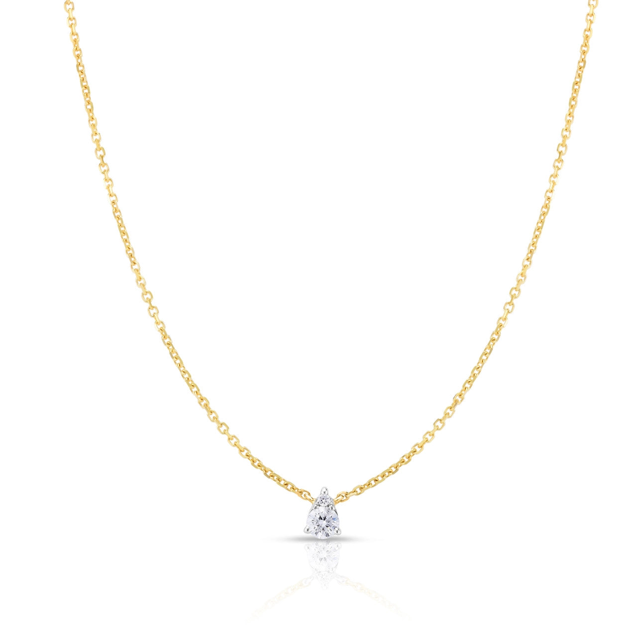 Pear Illusion Diamond Necklace in Yellow Gold