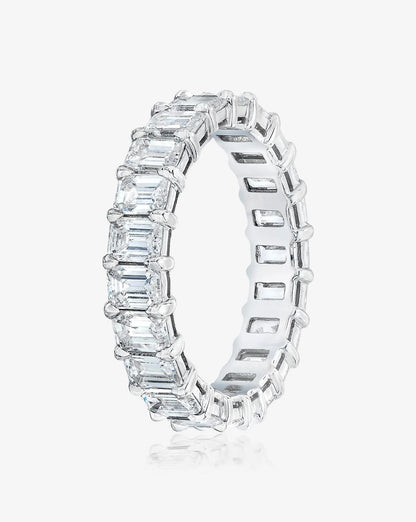 Petite Emerald Cut Eternity Band in Platinum