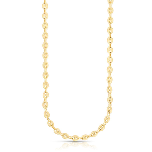 Puffed Mariner Link Necklace in Yellow Gold