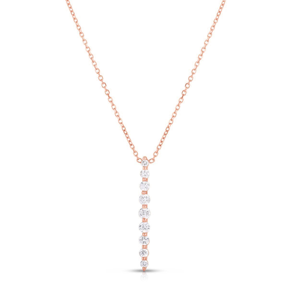 Vertical Graduated Single Prong Diamond Necklace