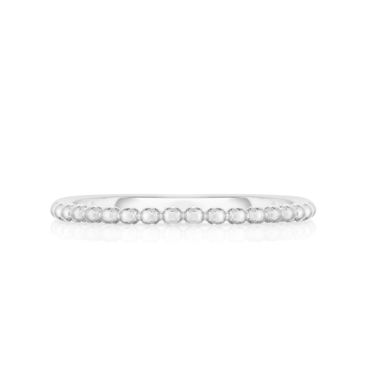 Single Row Beaded Ring in White Gold