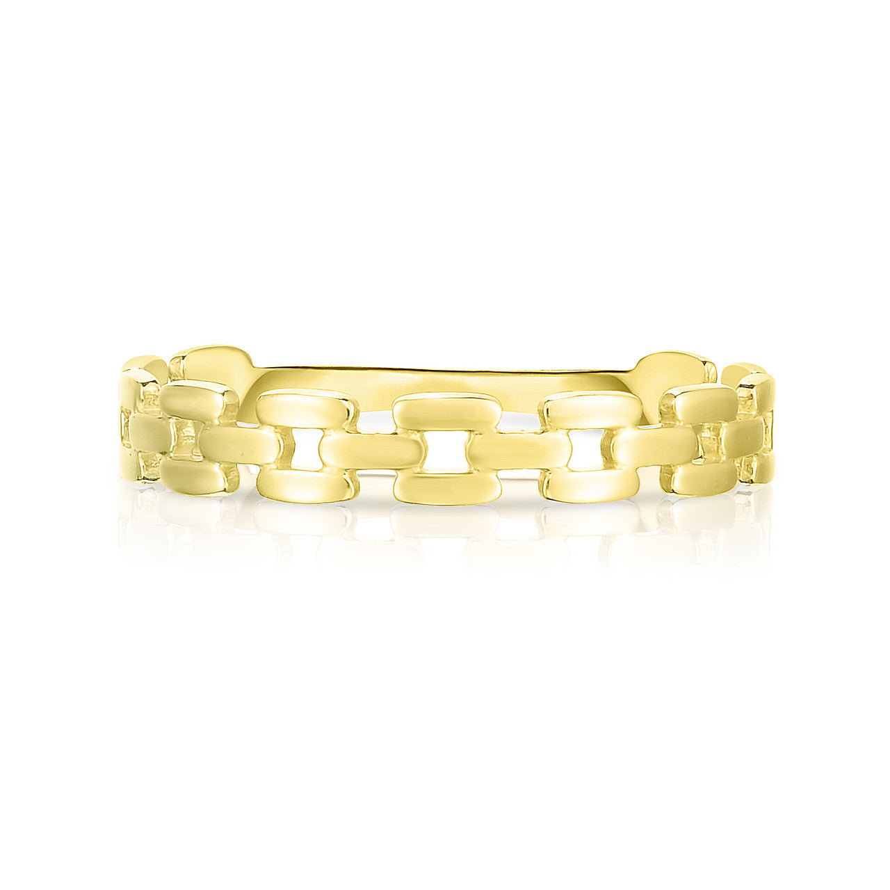 Square Chain Link Ring in Yellow Gold