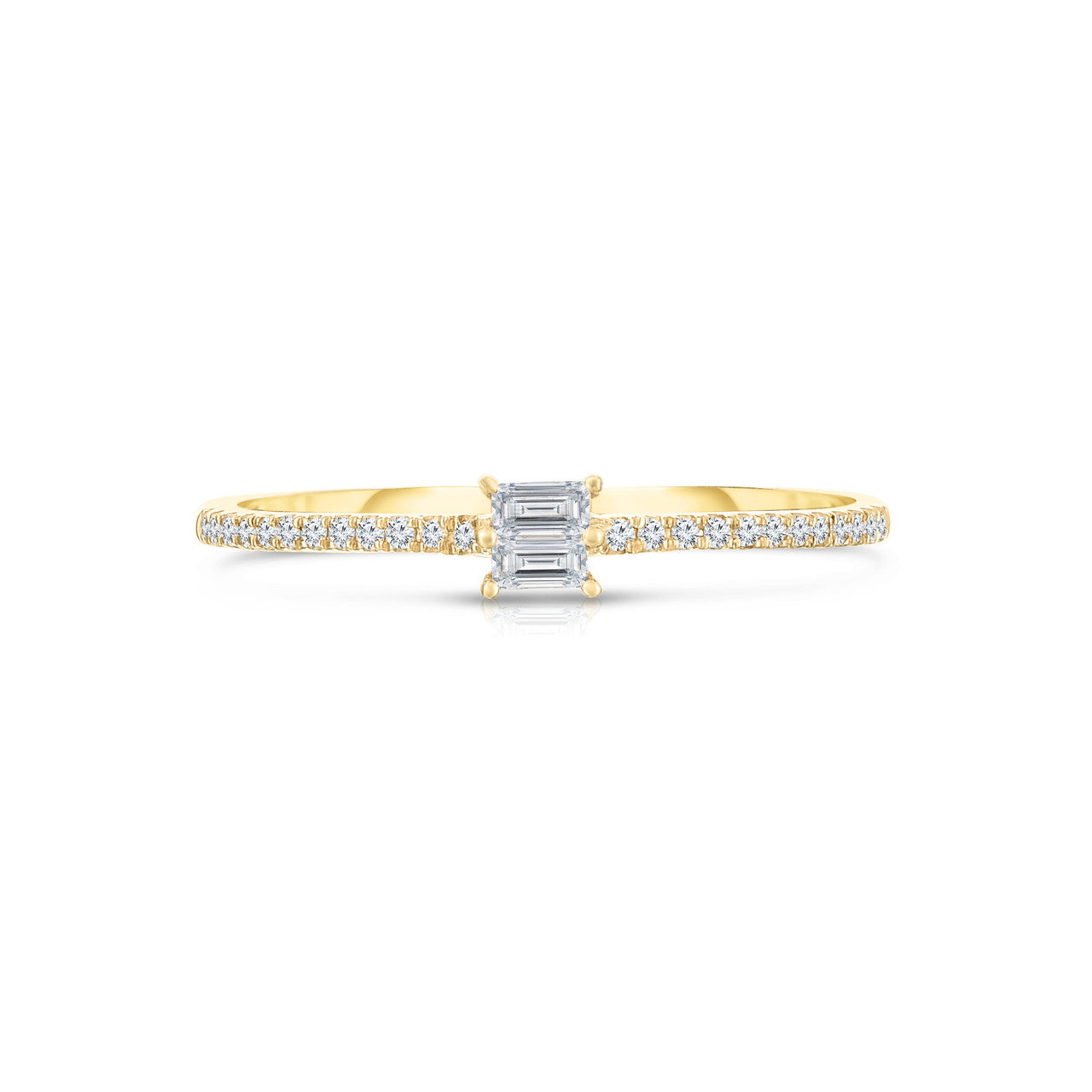 Stacked Baguette Diamond Ring in Yellow Gold