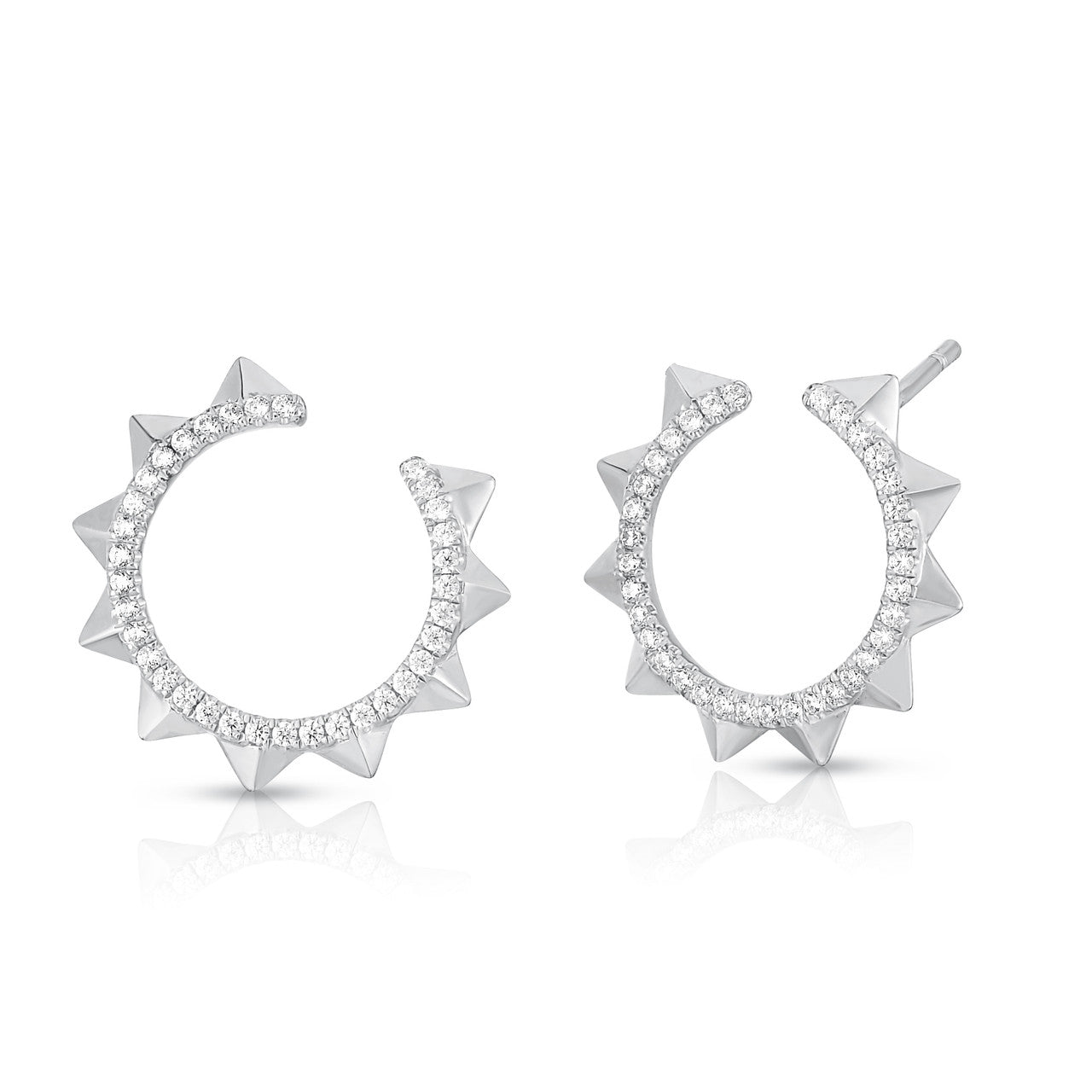 Studded Circle Studs in White Gold