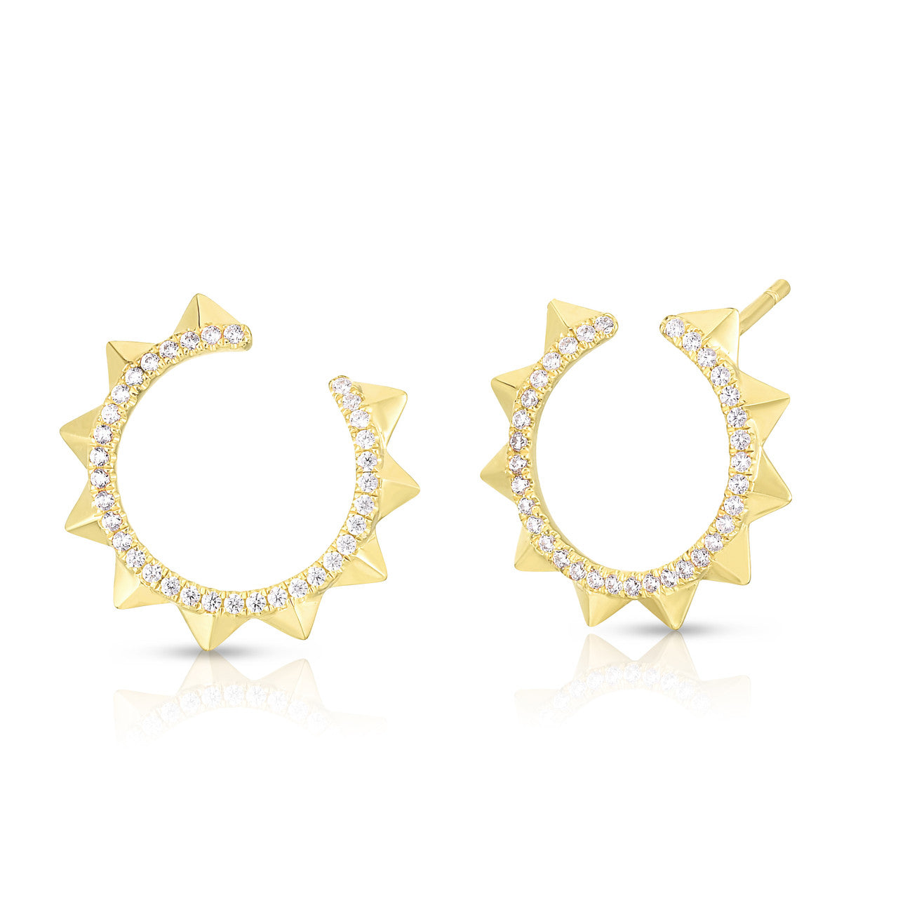 Studded Circle Studs in Yellow Gold