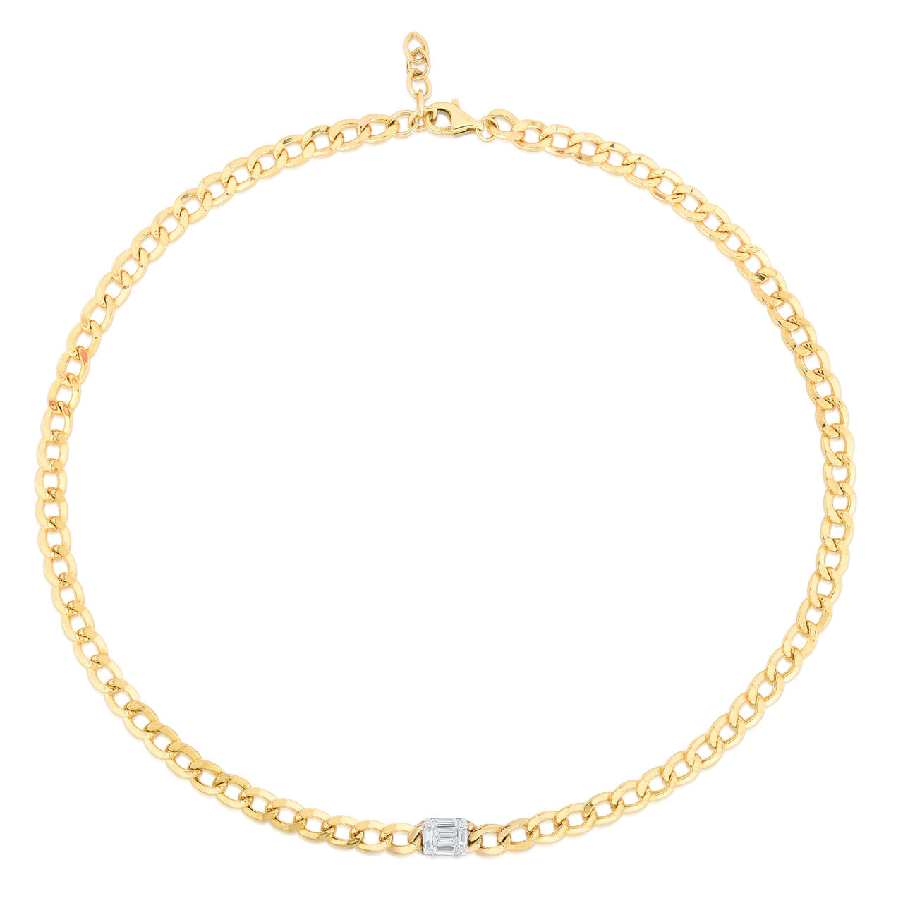 TriBeCa Emerald Diamond Illusion Necklace in Yellow Gold