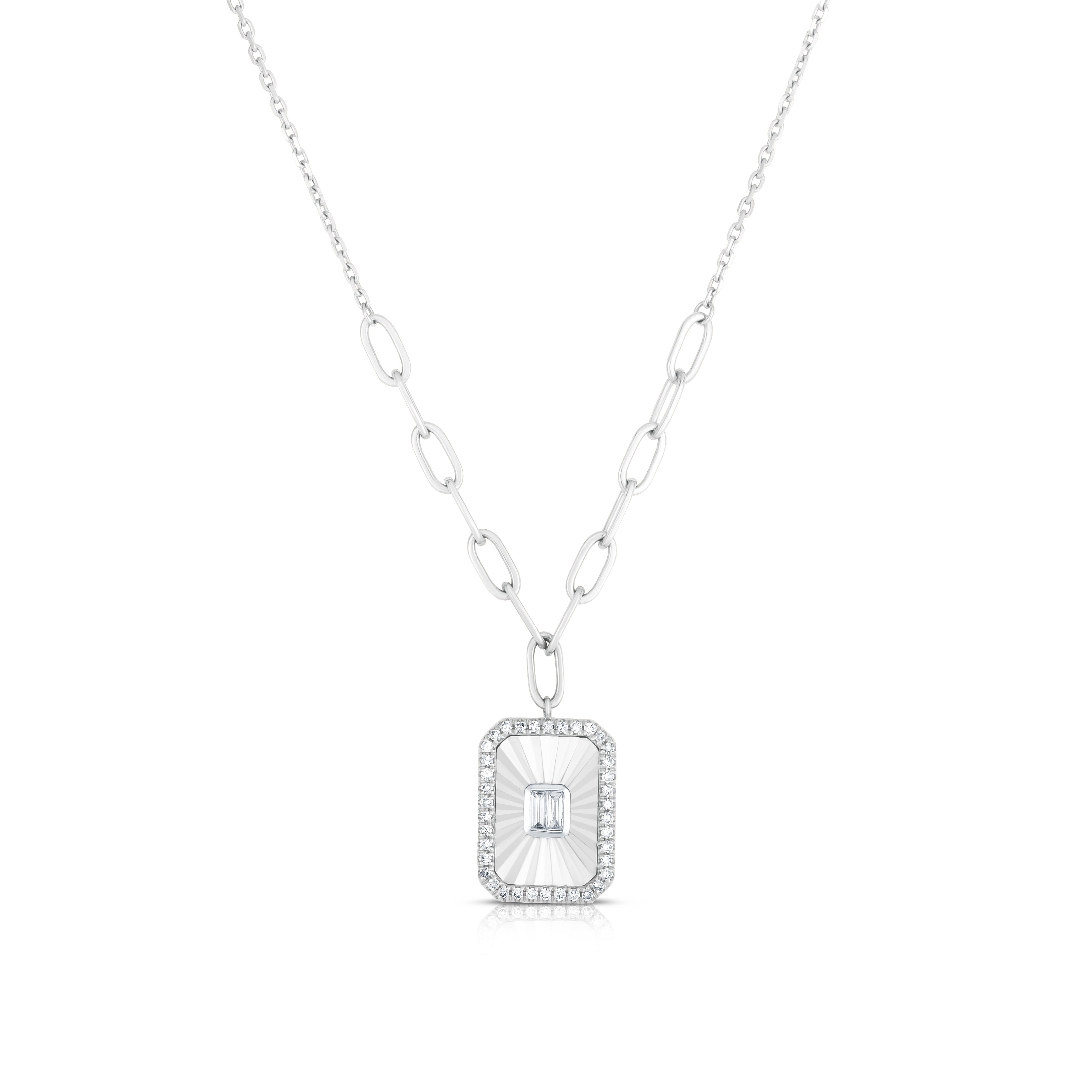 Fluted Baguette and Pave Diamond Pendant Necklace – Calista West