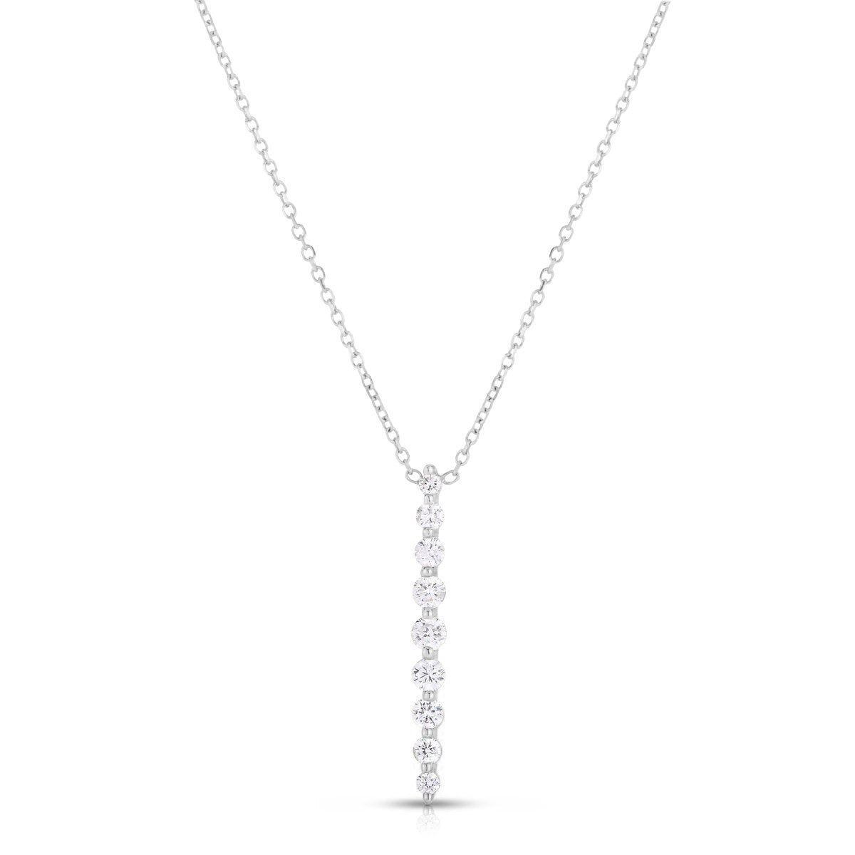 Women's Long Vertical 1/6 Carat Diamond Bar Pendant Necklace In 14K Wh -  Jean Joaillerie